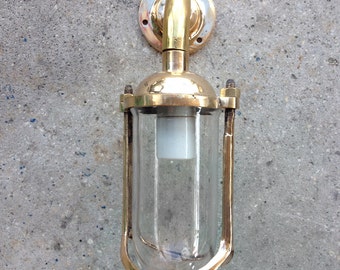 Brass Lantern Glass Nautical Beach Decor Vintage Restored by SEASTYLE