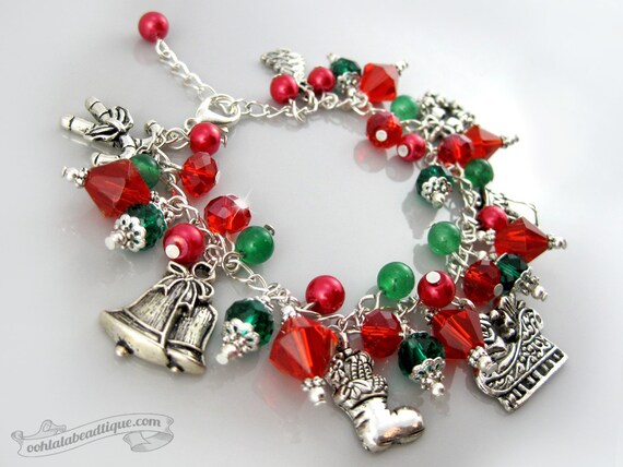 Christmas bracelet holiday jewelry Santa bracelet christmas