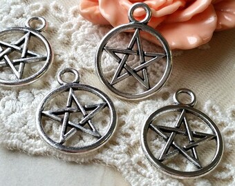 20 mm Tibetan Silver Pentagram Charm Pendants (.tc)