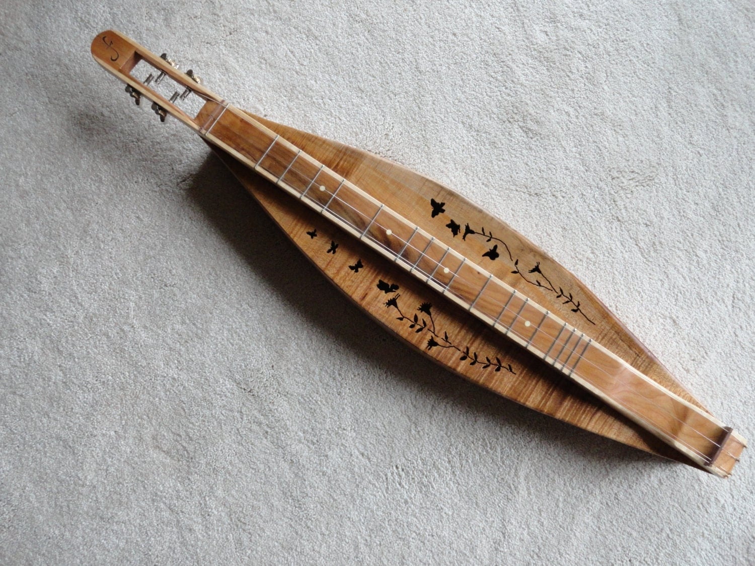 Hand made 4 string dulcimer Butterflies and Flowers