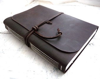Large Leather journal or sketchbook measures 16cm by 21.5cm