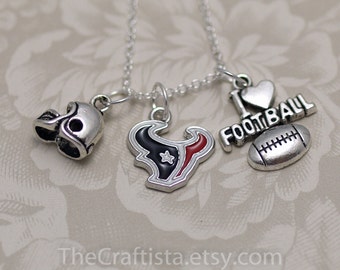 Houston Texans Necklace - Football Necklace - Texans Charm - Houston Texans Fan - Football Fan Necklace - Football Mom - NFL Fan