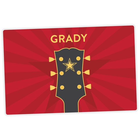 Guitar Placemat - Personalized Placemat for Kids - Childrens Placemat - Set The Table - Laminated Placemat Il_570xn