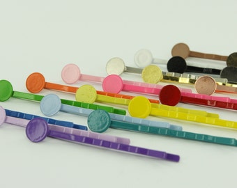 100 - 2" Colorful Enamel Bobby Pins/Hair Pins with Glue Pads 8mm (Choose Your Colors) 2 Inch