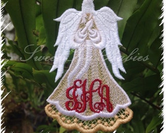 Monogrammed Ornament, custom ornament, Angel ornament, personalized ornament, Personalized angel ornament, Christmas ornament,