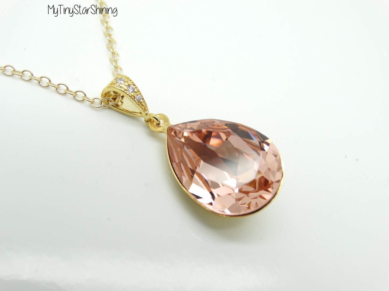 Blush Pink Necklace Gold Necklace Vintage Rose Necklace Soft