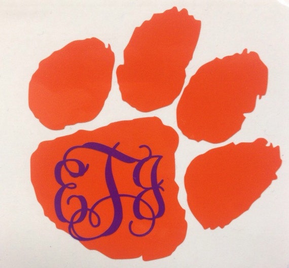 Clemson Paw Monogram Vinyl Decal