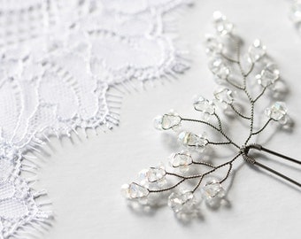 822_Silver hair pins, Hair vine, Crystal pins, Hair accessories crystals, Wedding hair accessories, Hair pin, Clear crystal hair accessories