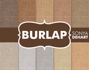 80% OFF Sale Burlap Digital Paper "Burlap Paper" Linen Jute Fabric Textures Scrapbooking Cards