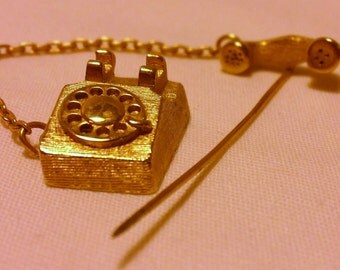 Vintage 1970s Avon Rotary Telephone Phone Stick Pin