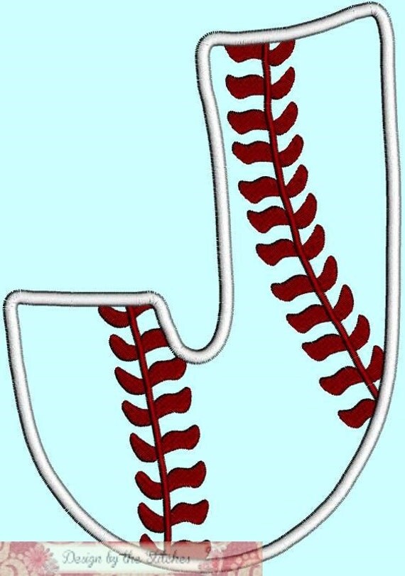 Baseball Letter J Applique INSTANT DOWNLOAD by DesignByTheStitches