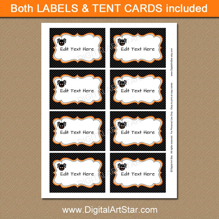 Halloween Labels Buffet Cards Dessert Table by digitalartstar