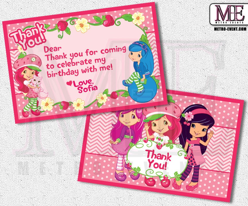 strawberry shortcake thank you cards