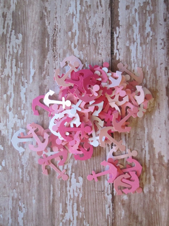 Pinks anchor confetti - Pinks, Anchors, table confetti, nautical baby shower, nautical weddings, nautical birthdays, anchors Il_570xn