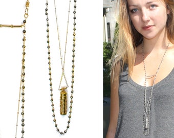 Perfume Bottle Necklace. Snuff Necklace. Opens and closes. Talisman Amulet Necklace. Vermeil or Sterling Silver. NL-2300