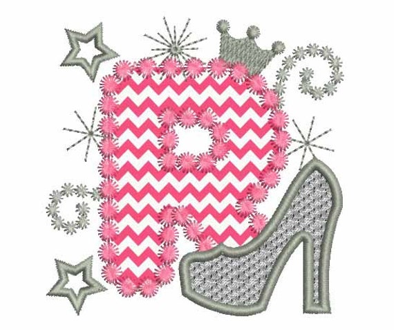 r/cute Girls R Silver Heel Pink Shoe Applique for Cute High Letter