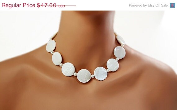 SWEETHEART DEAL Bridal Necklace Ivory Pearl Shell Necklace Wedding Necklace Il_570xn