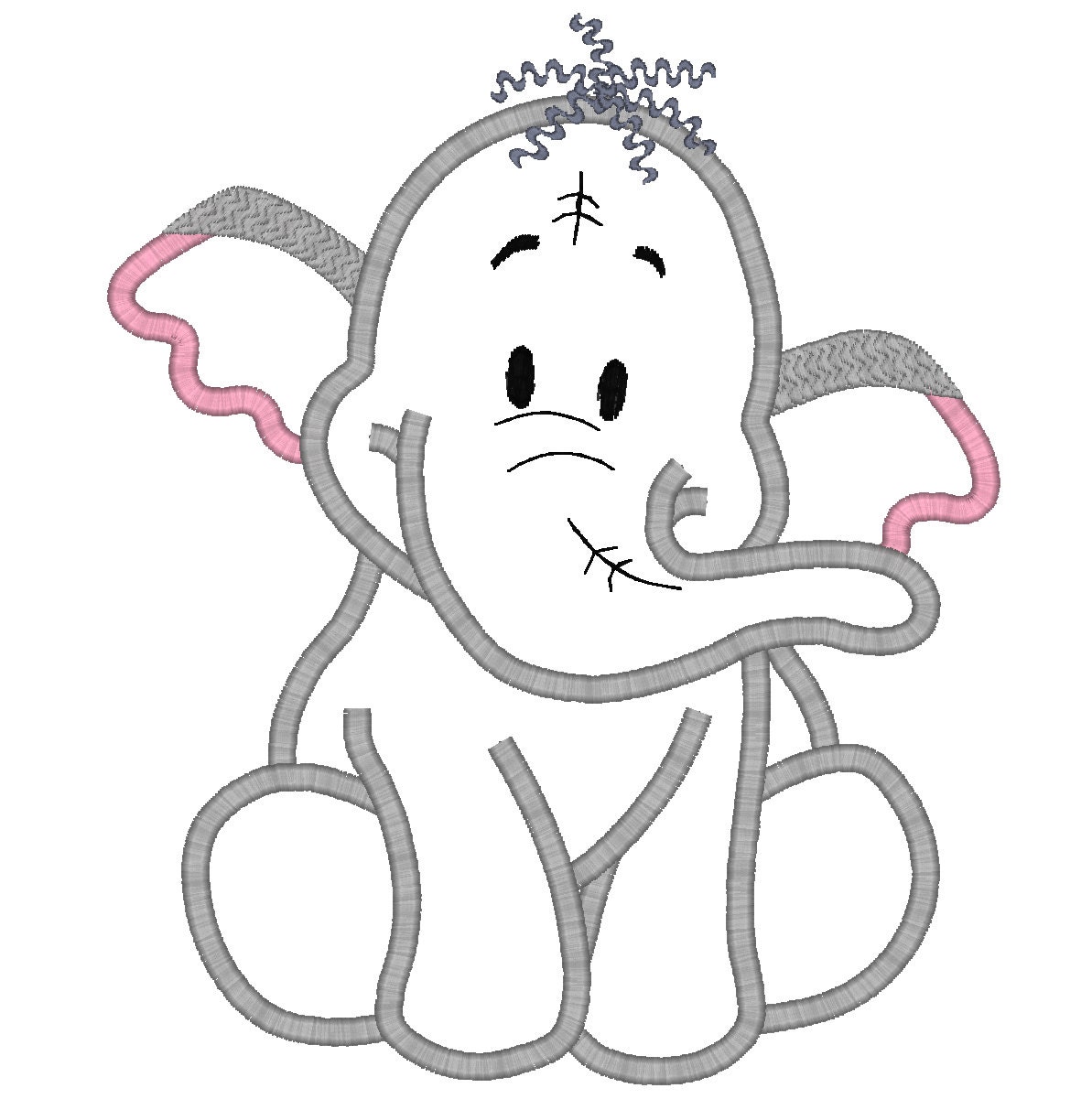 Cute Elephant Machine Embroidery Applique Design