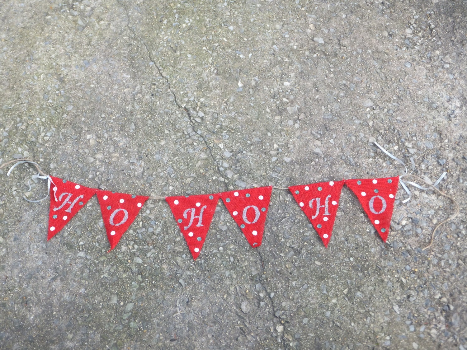 HO HO HO Hand-painted Burlap Banner