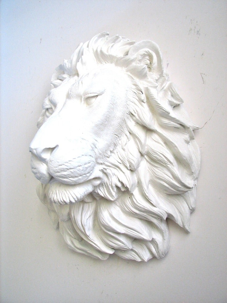 stuffed lion head wall mount