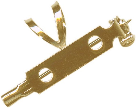 2 Pcs Gold Plated Bar Pin Pin Back 1 with Bail Easy