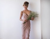 Wrap maxi pink bridesmaids gown, Pink blush maxi gown