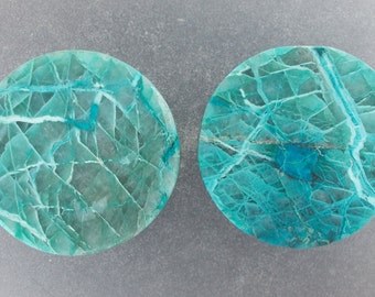 Malachite Chrysocolla 11/8", 28.5mm, Ear Plugs One Pair