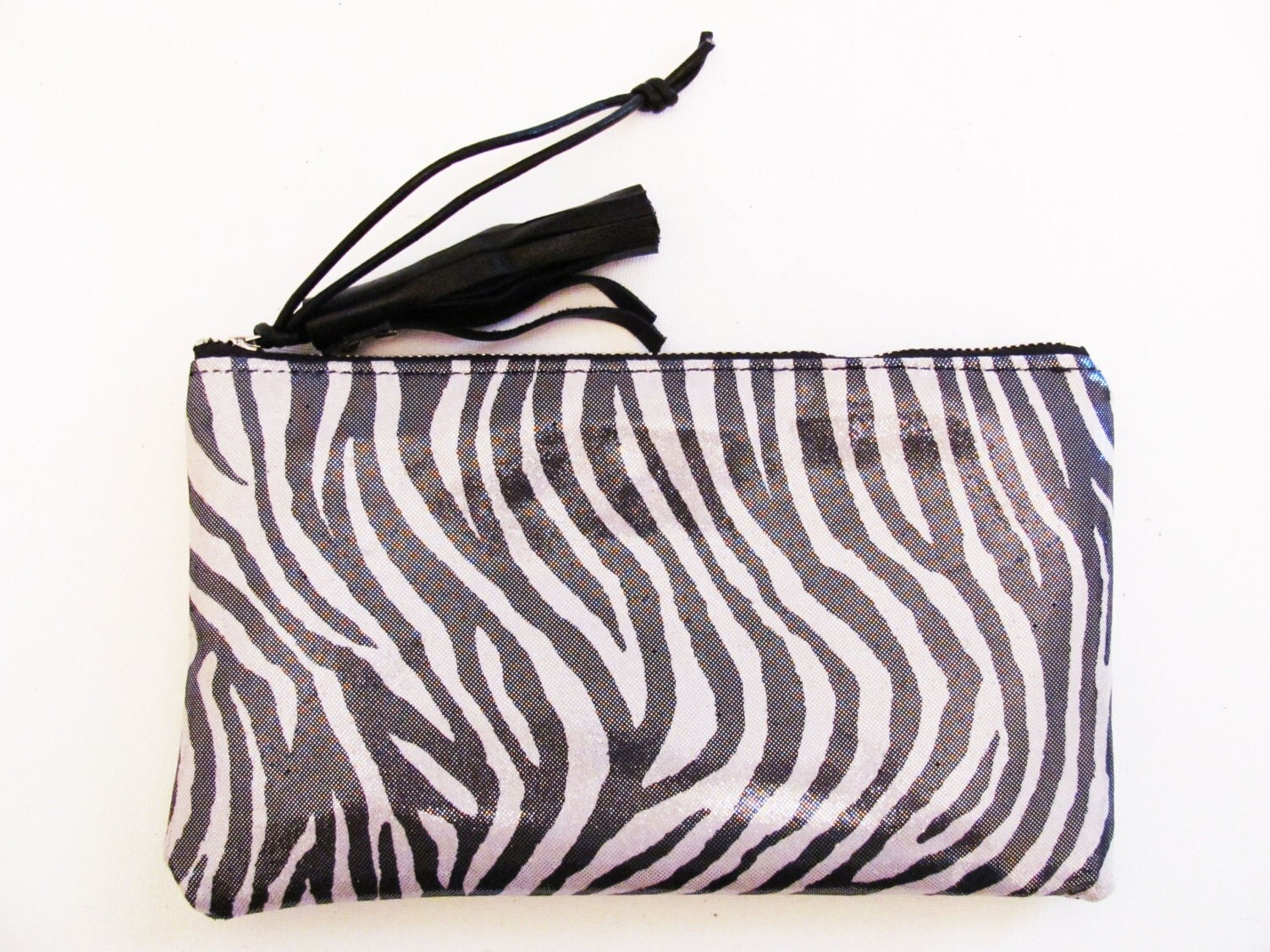 Zebra print leather Clutch bag purse Wristlet Clutch by Pascally