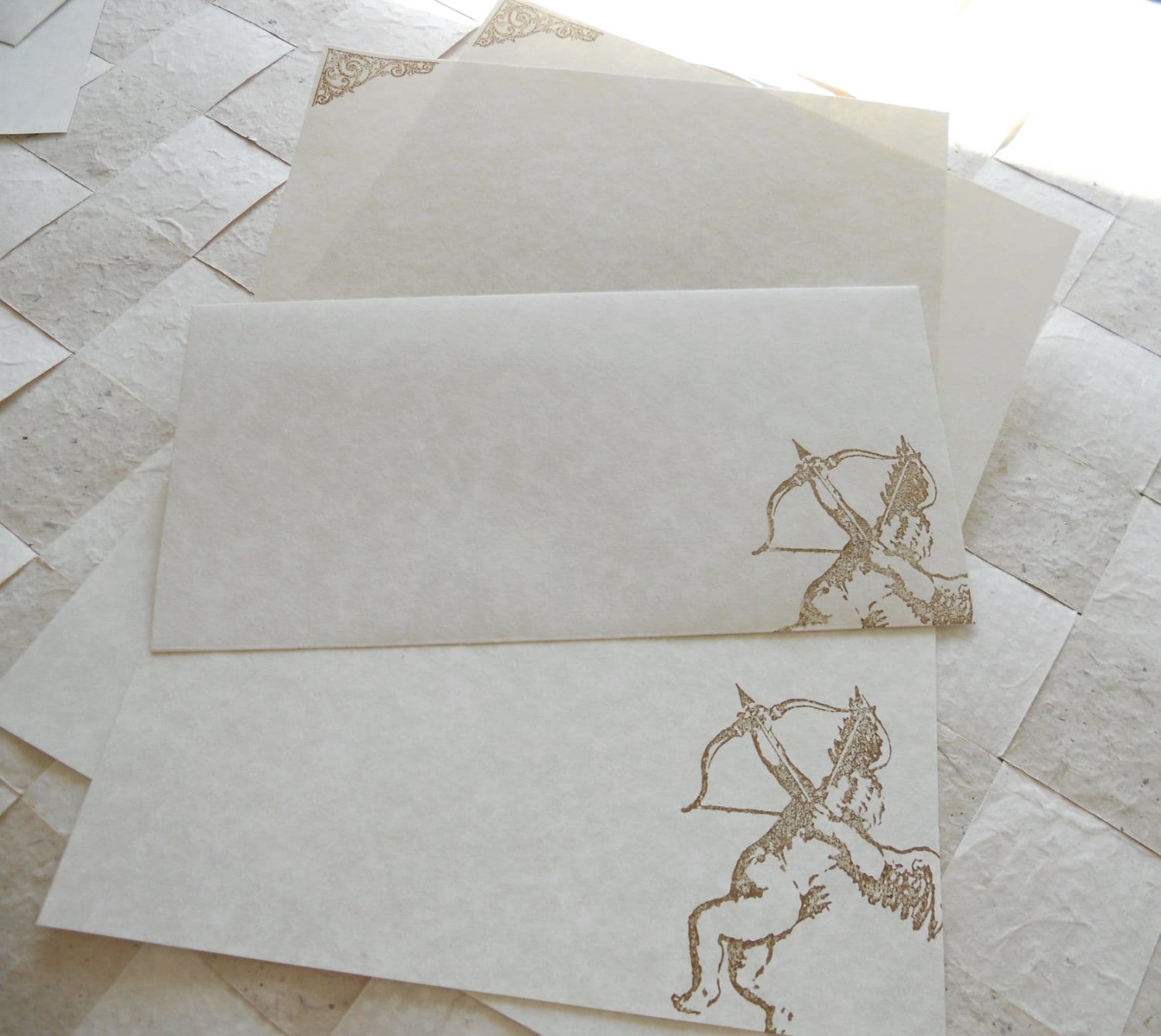 Large parchment paper stationery set romantic by PiccadillyStation