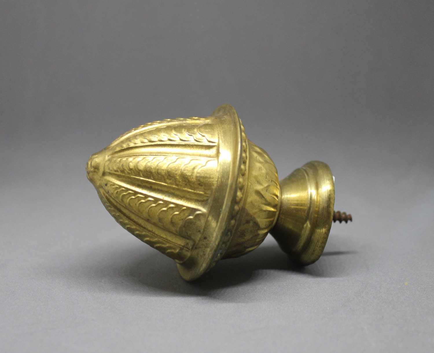 French vintage Small brass colored finial lamp top Brass trim