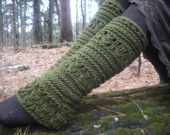 Knit Leg Warmers, Wool Leg Warmers, Women's Leg Warmers, Green Leg Warmers, Chunky Leg Warmer, Festival Leg Warmers, Pixie Leg Warmers