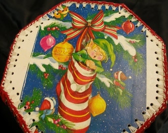 Vintage Christmas Card Basket