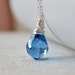 London Blue Topaz Necklace, Sterling Silver, Simple, Bridal, Wedding, AAA Genuine Gemstone Jewelry - Simply Blue - Free Shipping