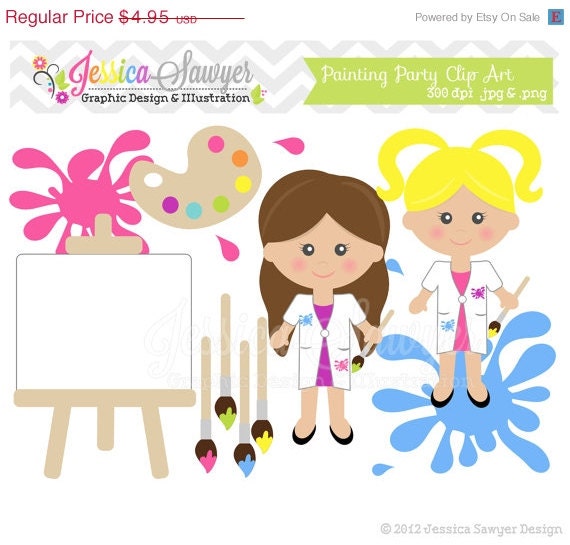 80% OFF - INSTANT DOWNLOAD, painting clipart - teacher supply clip art - school graphic - invitation image - commercial use - art class Il_570xn