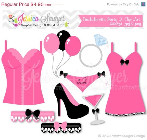 80% OFF - INSTANT DOWNLOAD, Bachelorette Party Clip Art - bridal shower clip art - lingerie Clip art - commercial use - card making Il_570xn