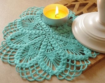 Crochet doily Turquoise crochet doily Small flower doily Small crochet doilies Crochet flower doilies Small doilies 214