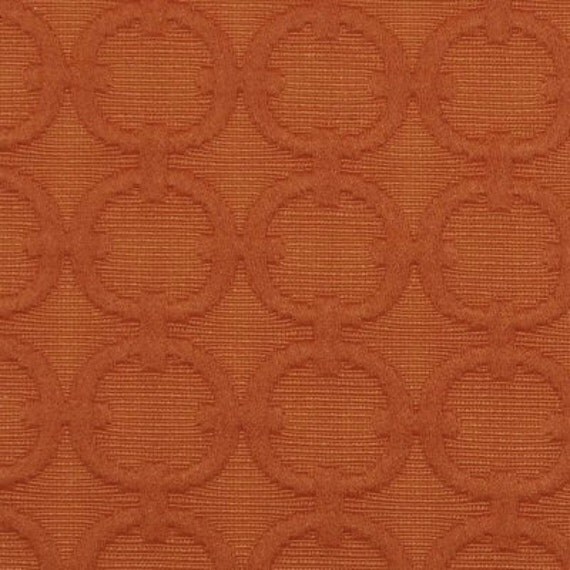 ON SALE Orange Geometric Upholstery Fabric Woven Cotton