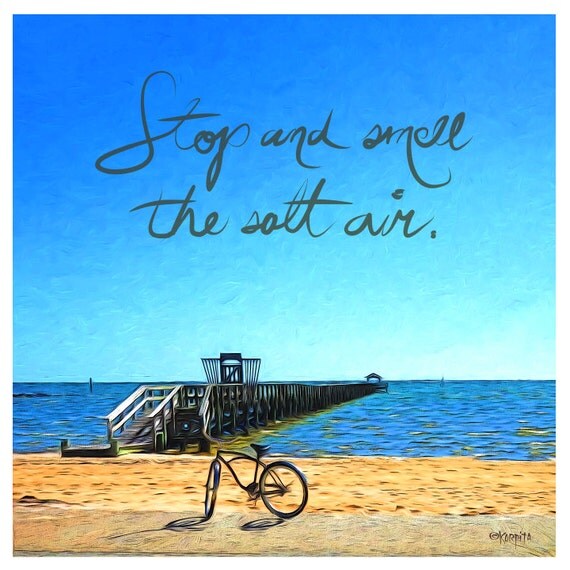 Beach Sea Inspirational Bicycle Pier Coastal Quote Art Glicee