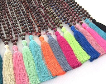 Mala Tassel Necklace 10 Necklace BOHO Bead Necklace Prayer Beads Long Tassel Necklace Yoga Necklace Wholesale Jewelry,Assorted Colors