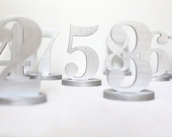 Silver table numbers, silver wedding table numbers, unpainted / DIY wooden table numbers