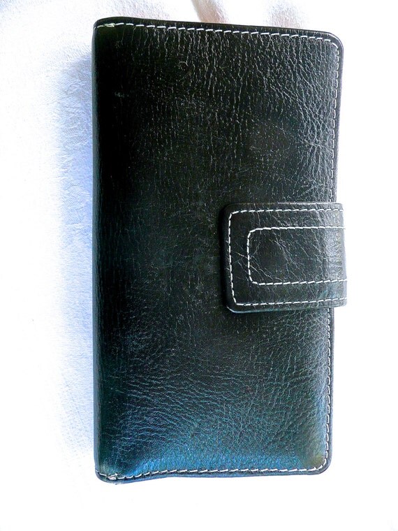 Vintage Wallet Fossil Original Black Leather Wallet Pink