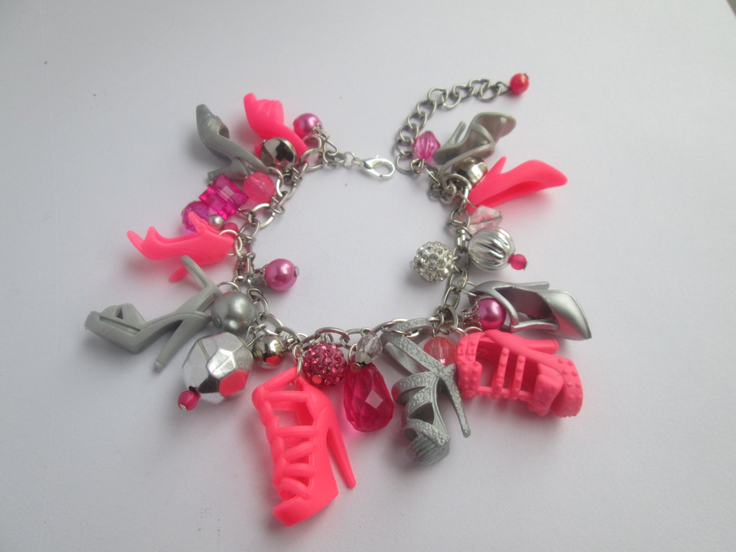 Barbie Shoe Charm Bracelet/ Hot Pink and by ZoesBarbieShoes