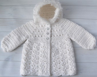 Crochet Baby Girl Sweater Bear Hood Baby Sweater Crochet