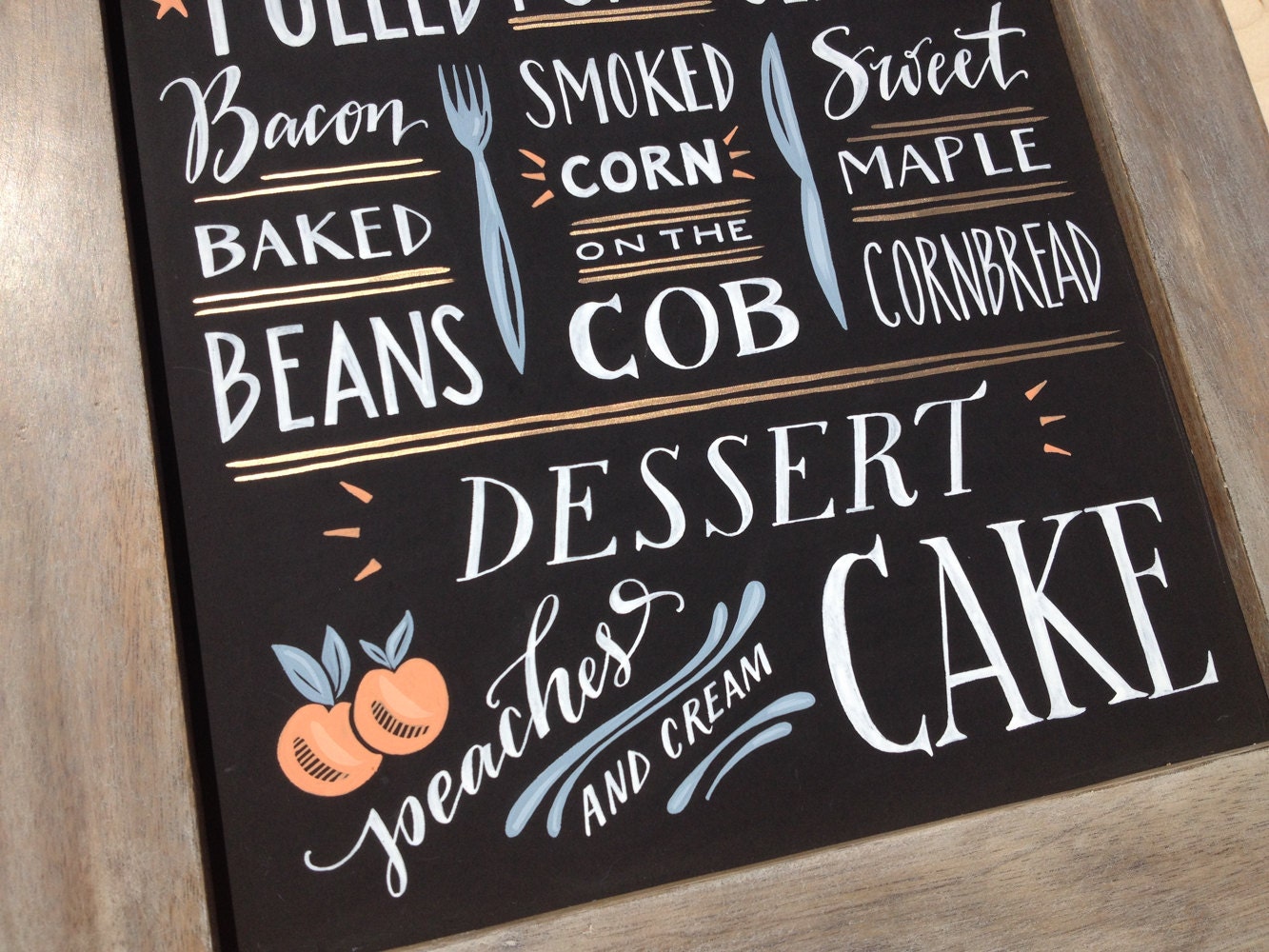 BBQ Menu Chalk Board Sign Hand Painted and Hand by papertangent