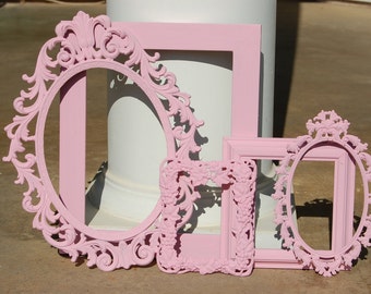 Nursery Frames - Shabby Chic - PICTURE FRAME Set - Ornate Pink Frame Collection