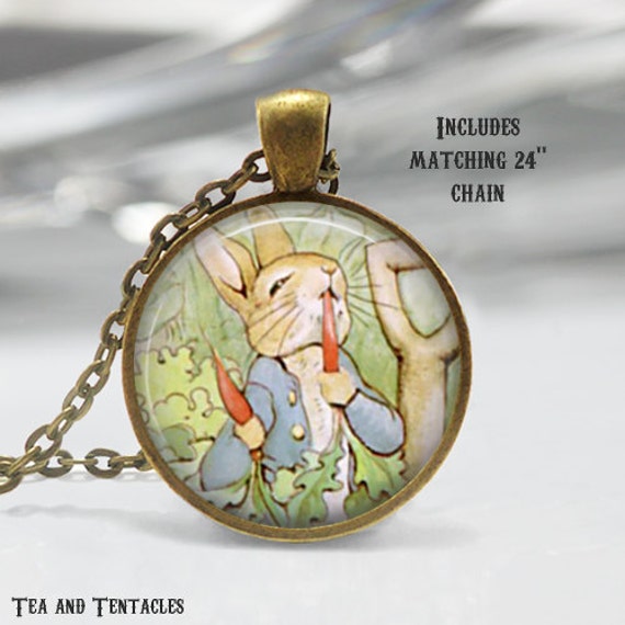 Items similar to Peter Rabbit Necklace, Beatrix Potter, Bunny, Nature ...