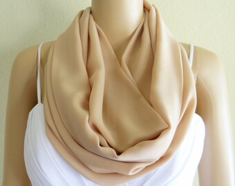 Tan Infinity Scarf. Tan Circle Scarf. Loop Scarf