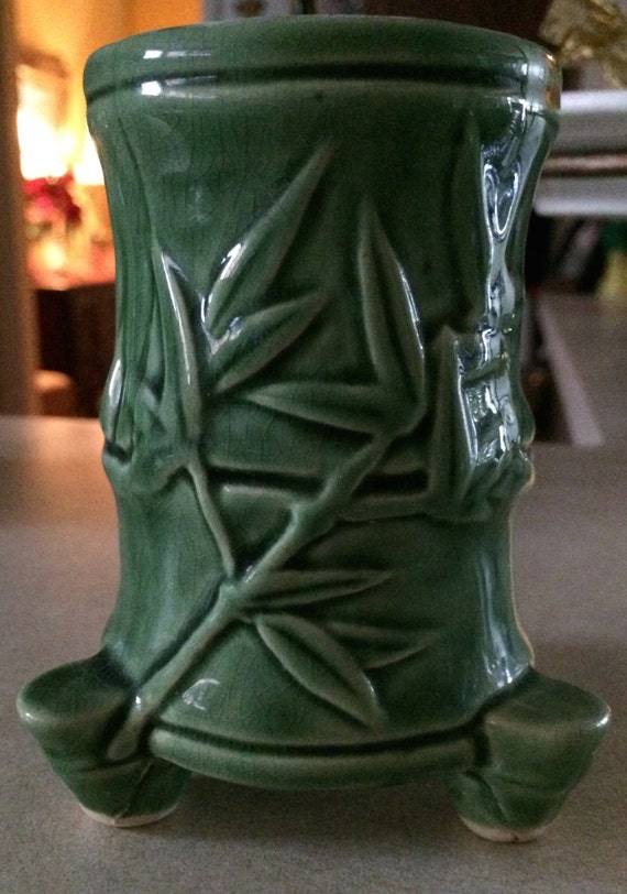 Vintage Ceramic Footed Bamboo Vase McCoy by