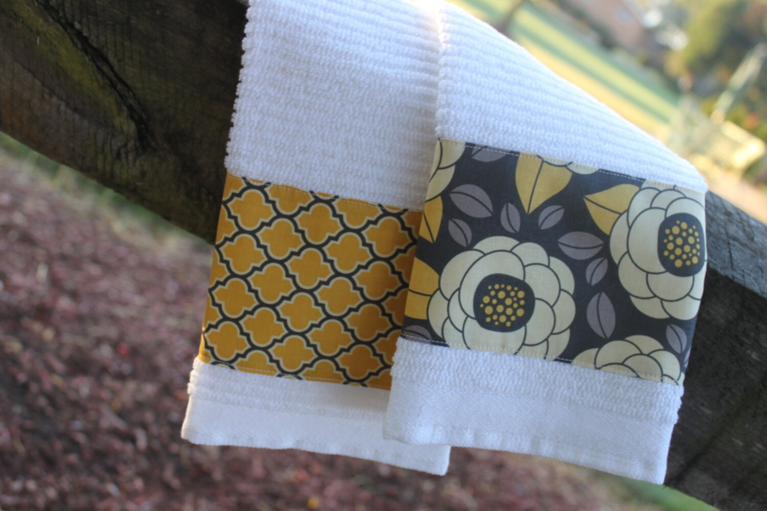Kitchen TowelsSet of 2 with gray and yellow by freshregard