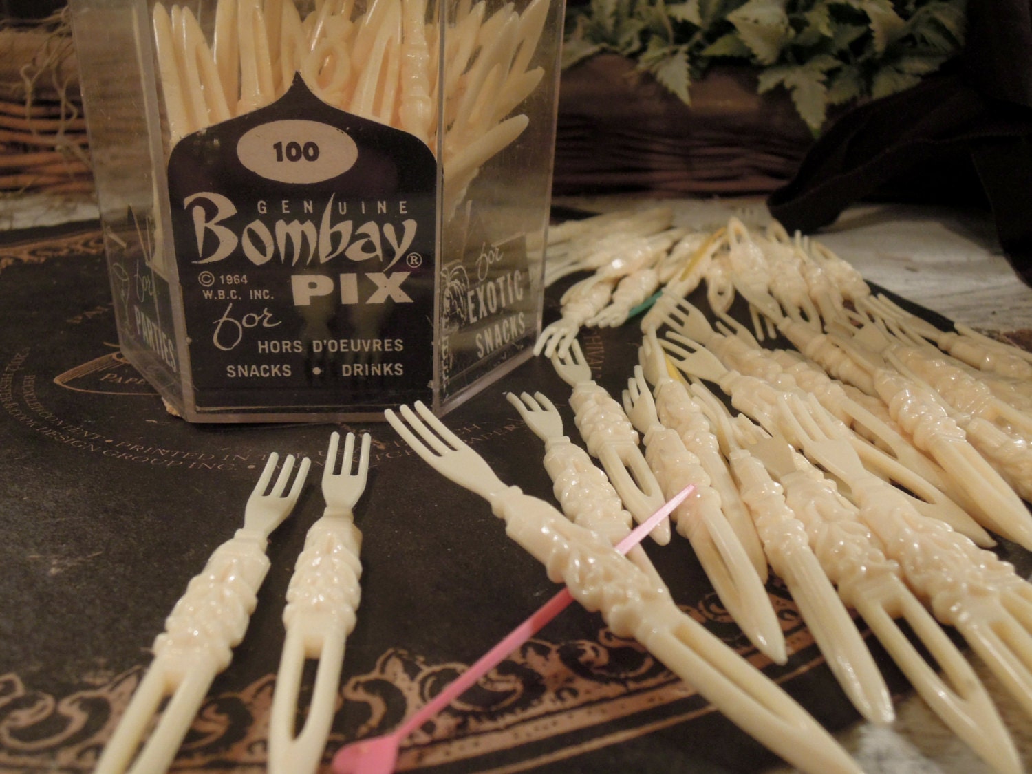 79 Vintage Appetizer Picks / Carved Faux Ivory / Hors d’oeuvres Forks